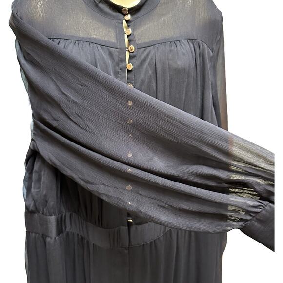 Nina Parker Womens Black Wide Leg Long Sleeve Button-Front Jumpsuit Plus 24W - Picture 3 of 12